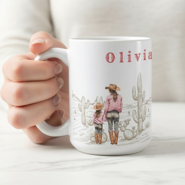 Mom and daughter CowGirls Gift 15oz Kaffeetasse (Von Creator hochgeladen)