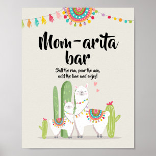 Mom-arita Margarita Bar Fiesta Llama Shower-Schild Poster