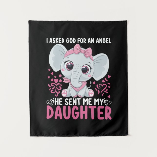 Mom Art He Sent Me Elephant Daughter Wandteppich (Vorderseite)