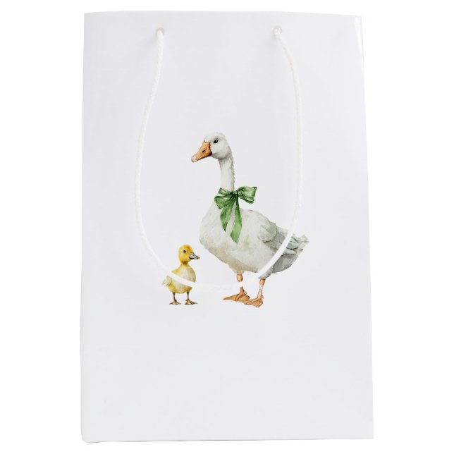 Mom Baby Ducks Animal Baby Shower Mittlere Geschenktüte (Vorderseite)