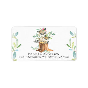 Mom & Baby Raccoon Baby Shower Address Label Adressaufkleber