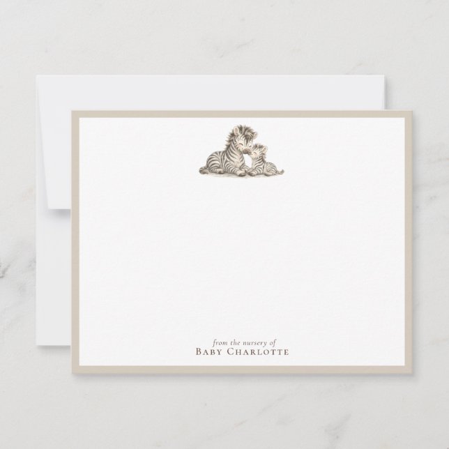 Mom & Baby Zebra Nursery Note Card  Mitteilungskarte (Vorderseite)