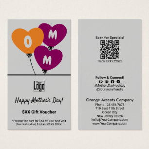 MOM Balloons Muttertags-Werbegutschein Karte
