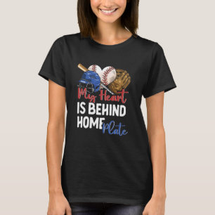 Mom Baseball Softball Mein Herz Ist Hinter Der Hei T-Shirt