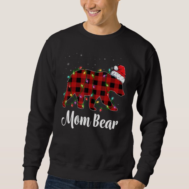 Mom Bear Buffalo Red Plaid Matching Family Christm Sweatshirt (Vorderseite)