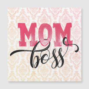 MOM BOSS -Stilvolle rosa Muttertags-Magnetkarte Magnetkarte