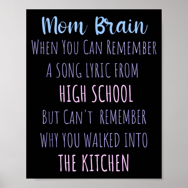 Mom Brain Funny Definition Quote Sarcasm Women Mot Poster (Vorne)