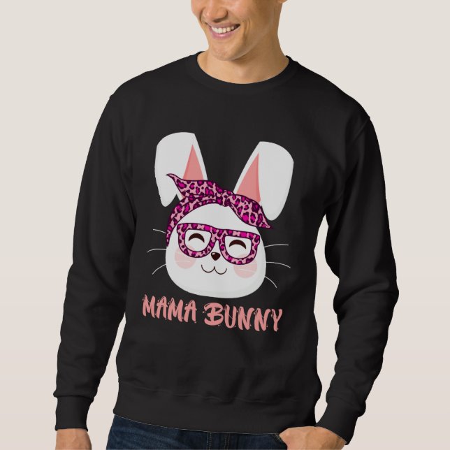 Mom Bunny face cool Easter Bunny Happy Easter Moth Sweatshirt (Vorderseite)