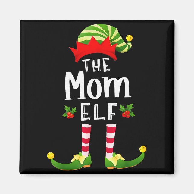 Mom Christmas Elf Matching Pajama X-mas Party  Magnet (Vorne)
