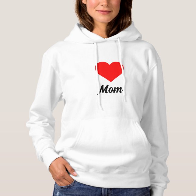 Mom - Classic Red Heart Typography Hoodie (Vorderseite)