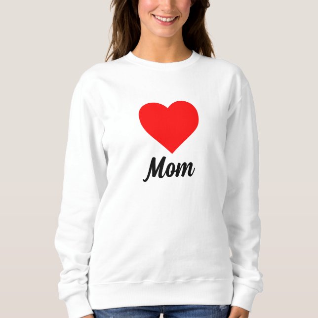 Mom - Classic Red Heart Typography Sweatshirt (Vorderseite)