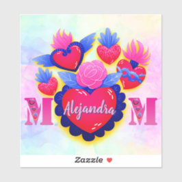 Mom corazones mexicanos Nombre editable Aufkleber