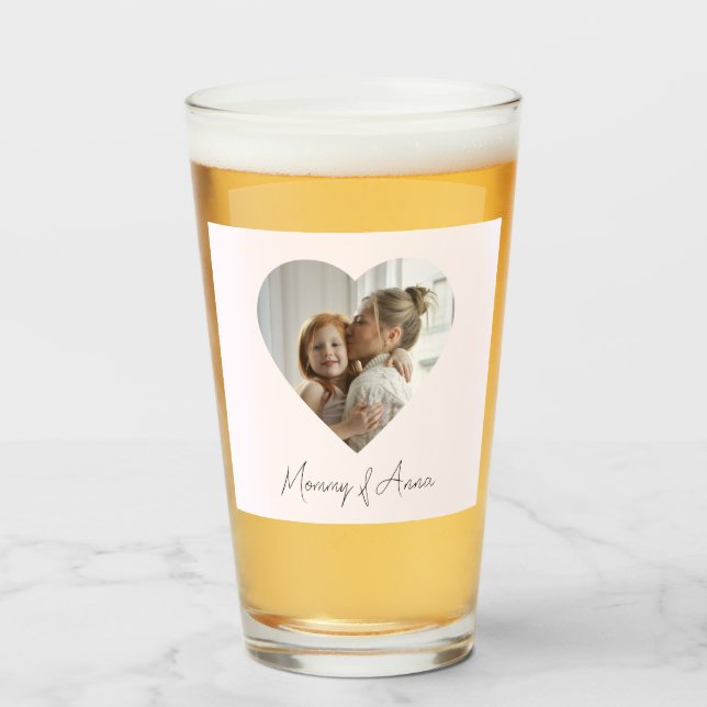 Mom Custom Name & Photo | Personalized Glass Cup Glas (Vorne (Gefüllt))