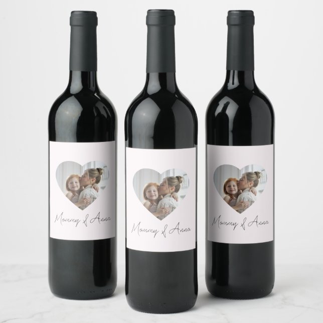 Mom Custom Name & Photo | Personalized Wine Label Weinetikett (Flaschen)