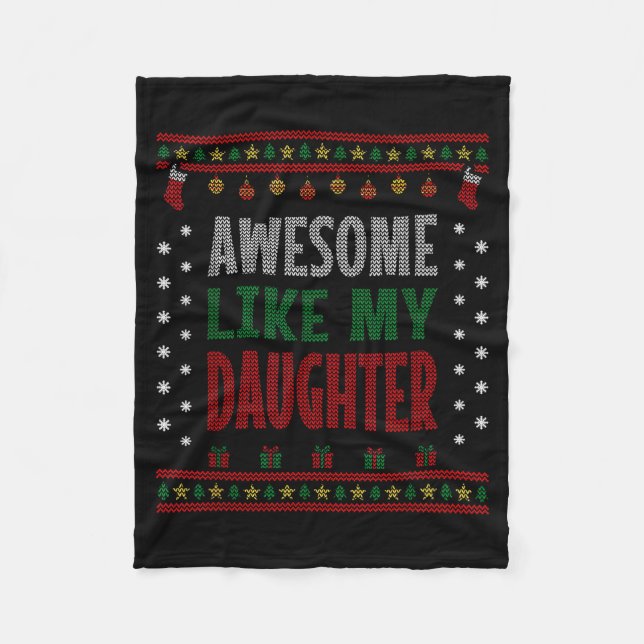 Mom Dad Christmas - Funny Awesome Like My Daughter Fleecedecke (Vorderseite)