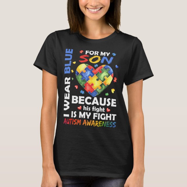 Mom Dad I Wear Blue For My Son Autism Awareness Mo T-Shirt (Vorderseite)