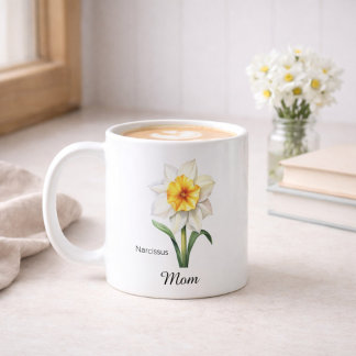 Mom December Birth Flower Narcissus Kaffeetasse