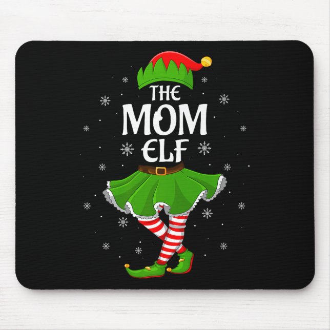 Mom Elf Christmas Family Girls Women Elf Squad Xma Mousepad (Vorne)
