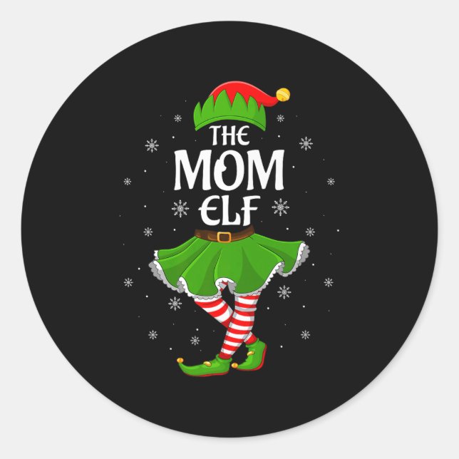 Mom Elf Christmas Family Girls Women Elf Squad Xma Runder Aufkleber (Vorderseite)