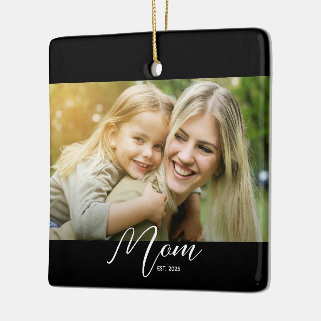 Mom Est. Photo New Mom Gift Keychain Keramikornament (Links)