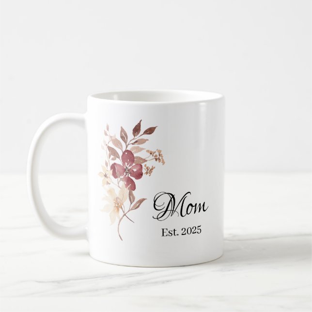 Mom Est. Year – New Mom Milestone Gift Kaffeetasse (Links)