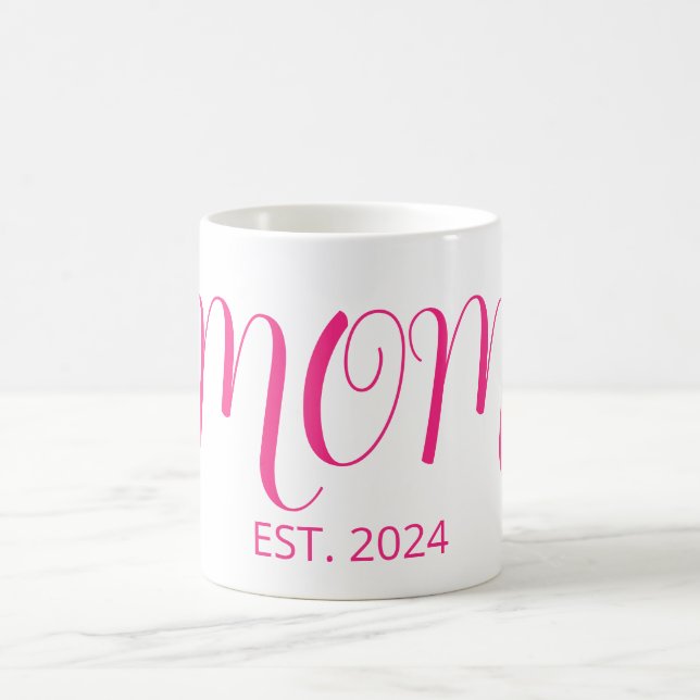 Mom Established Big Script New Mom Gift Kaffeetasse (Mittel)
