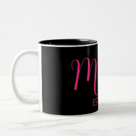 Mom Established Big Script New Mom Gift Zweifarbige Tasse
