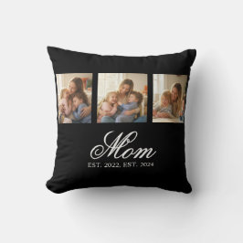 Mom Established Black Elegant Script 3 Photo Kissen