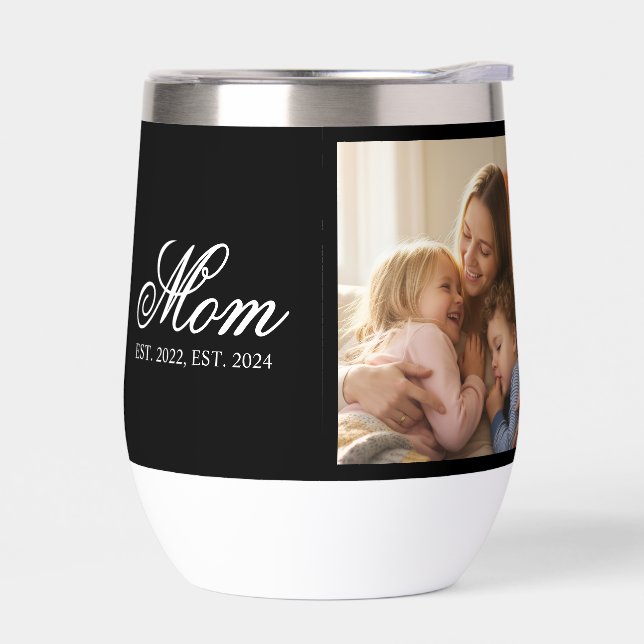 Mom Established Black Elegant Script Photo (Links)
