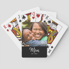 Mom Established Black Modern Script Photo Spielkarten