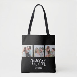 Mom Established, Black Script, Photo Tote Bag