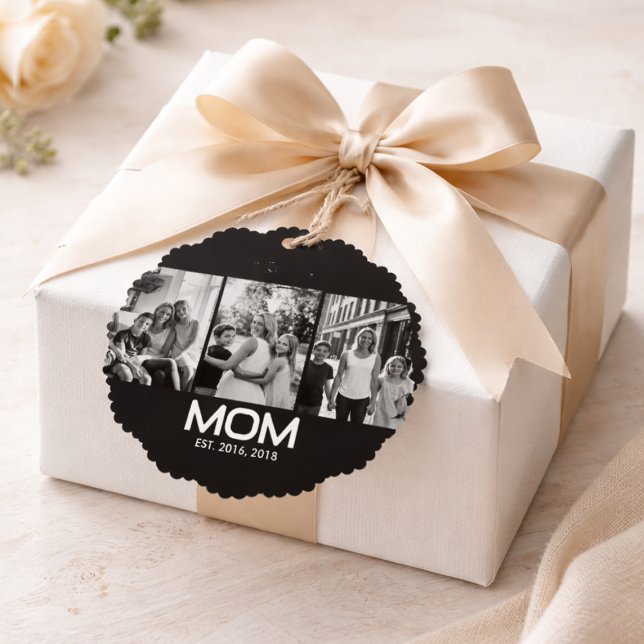 Mom Established Bold Black 3 Photo  Ornament Karte (Von Creator hochgeladen)