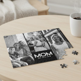Mom Established Bold Black 3 Photo Puzzle
