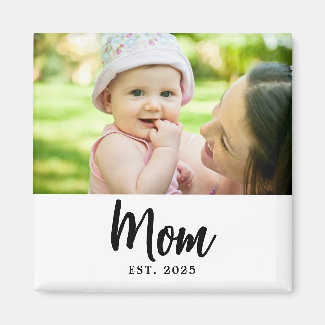Mom Established Date Photo Gift Magnet (Vorne)