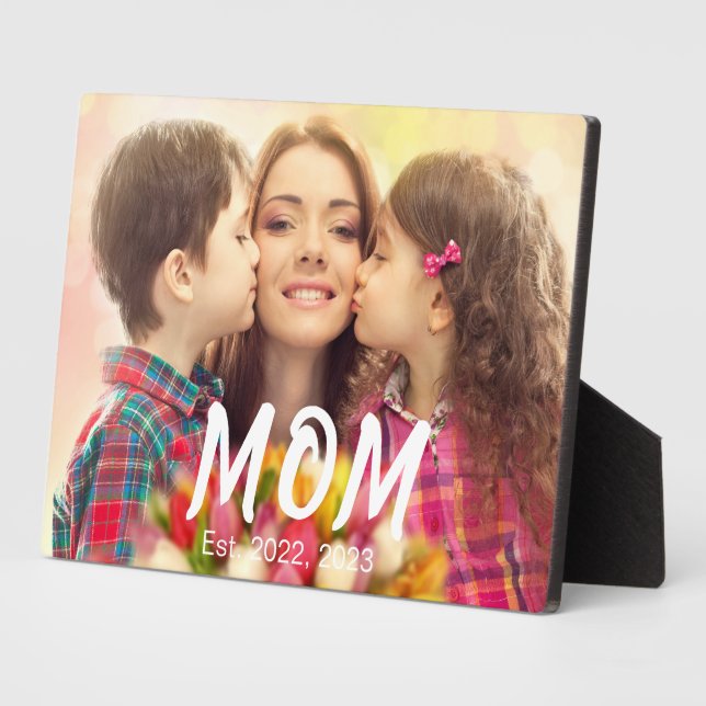 Mom Established Elegant Bold Font Black Photo Fotoplatte (Seite)