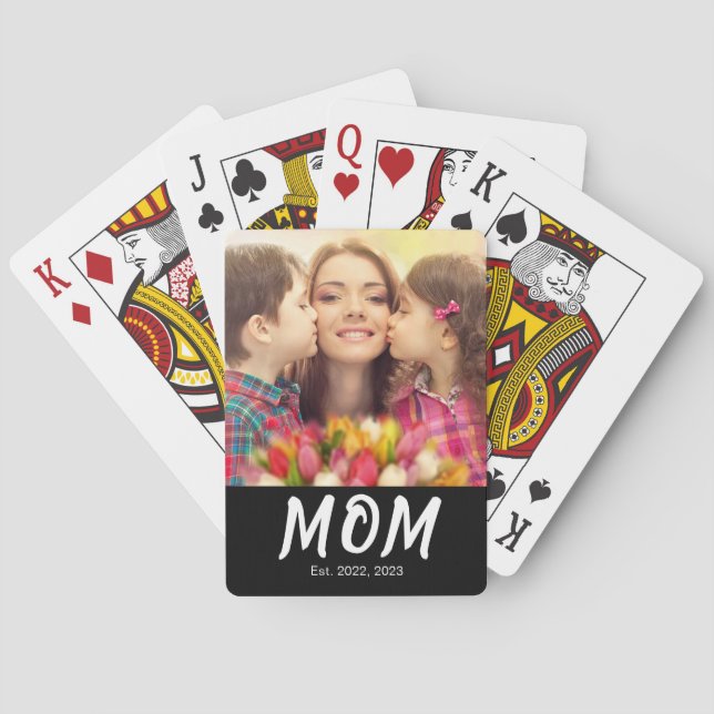 Mom Established Elegant Bold Font Black Photo Spielkarten (Rückseite)