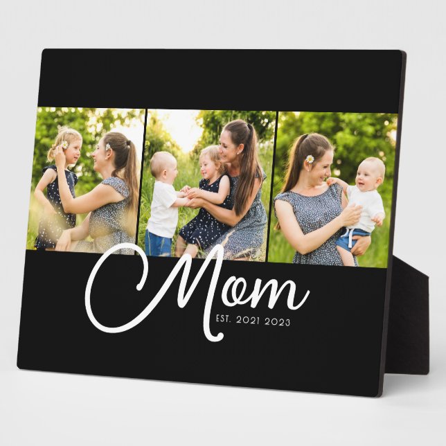 Mom Established Elegant Script Black 3 Photo  Fotoplatte (Seite)