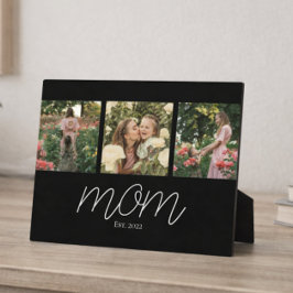 Mom Established Elegant Script Black 3 Photo  Fotoplatte