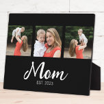 Mom Established Elegant Script Black 3 Photo Fotoplatte<br><div class="desc">Black White Mom Established Script 3 Photo Elegant Modern Design. Customize it. Replace the photos with your own of your kids and change the years to the years you became a mom.</div>