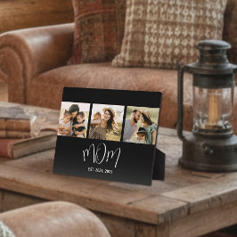 Mom Established Elegant Script Black 3 Photo Fotoplatte