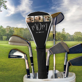 Mom Established Elegant Script Black 3 Photo Golf Headcover
