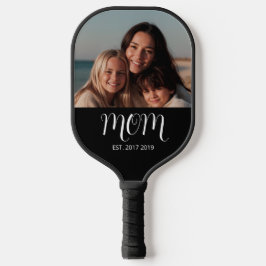 Mom Established Fun Script Photo  Pickleball Schläger