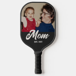 Mom Established Fun Script Photo Pickleball Schläger