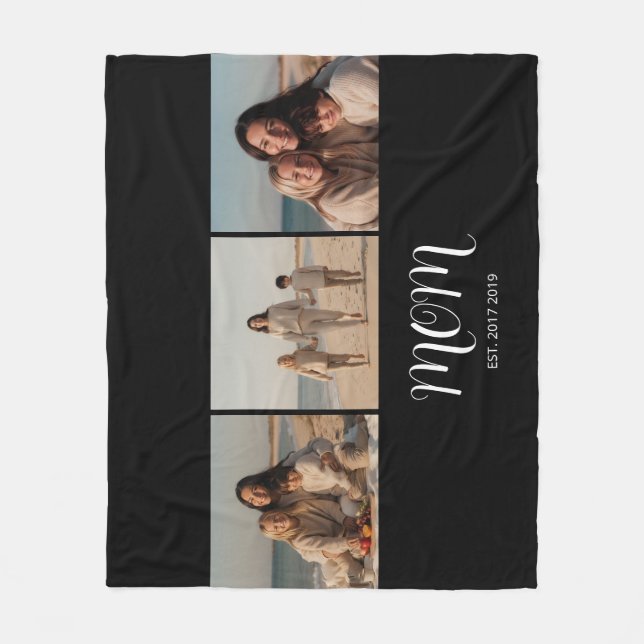 Mom Established Graceful Script Black 3 Photo Fleecedecke (Vorderseite)