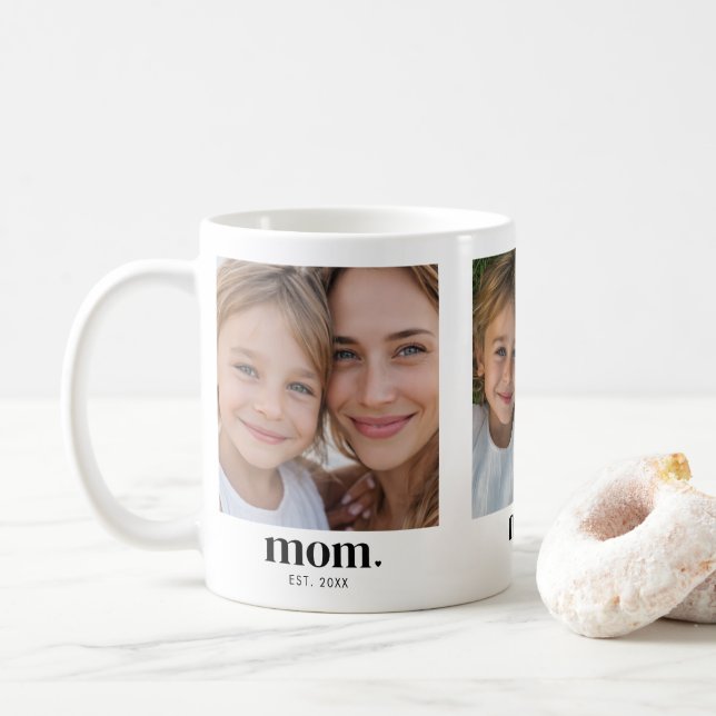 Mom Established Modern Black 3 Photo Kaffeetasse (Mit Donut)