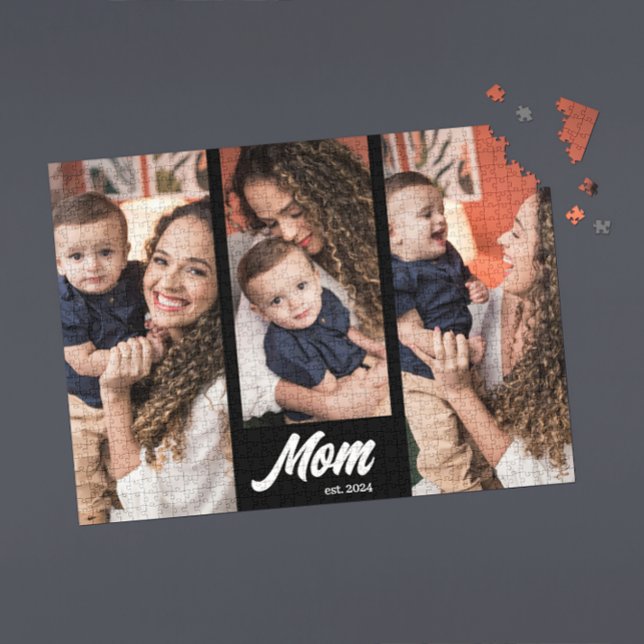 Mom Established Modern Black Photo Puzzle (Von Creator hochgeladen)