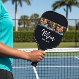 Mom Established Modern Bold Script Black 3 Photo  Pickleball Schläger