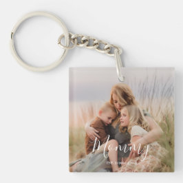 Mom Established Modern Elegant Script Photo Schlüsselanhänger