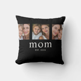 Mom Established Modern Minimal Black 3 Photo Kissen