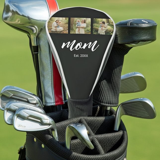 Mom Established Modern Script 3 Photo Golf Headcover (Von Creator hochgeladen)